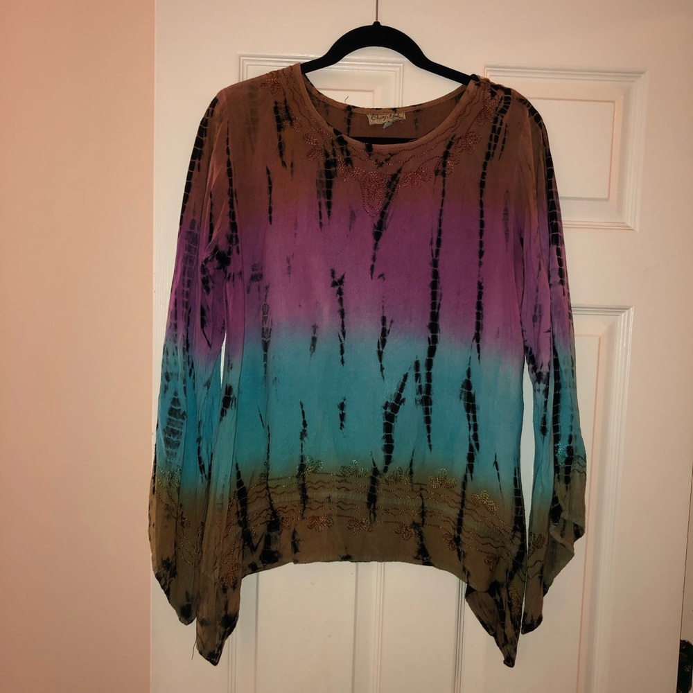 Long sleeve boho colorful top